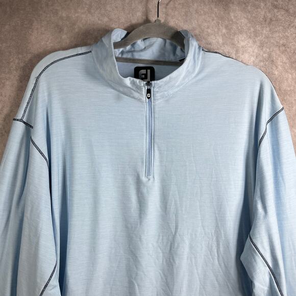 FootJoy Pullover Shirt Mens XL Blue Golf Quarter Zip Long Sleeves Mock Neck - Picture 3 of 9